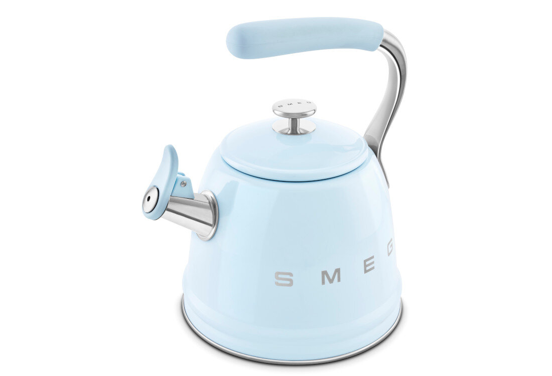 Czajnik SMEG WKF01PB Błękitny Elegancki akcent wnętrza Czajnik z gwizdkiem dopracowana forma z różnymi stylami przyjemna przestrzeń