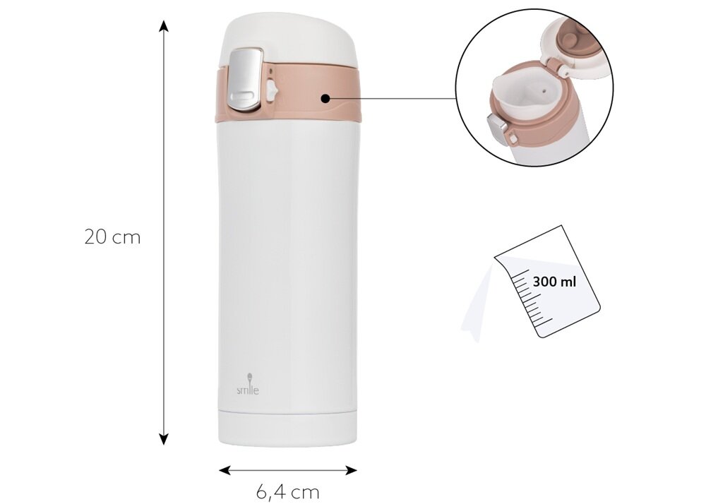 Termos SMILE STT-1-1 Biały 300 ml poręczny, odpowiedni rozmiar, minimalistyczna forma, do każdego stylu