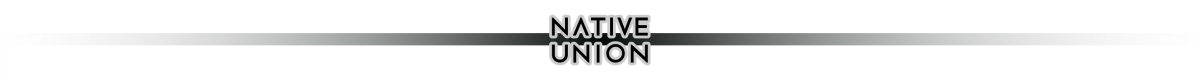Logo z napisem \'NATIVE UNION\' umieszczone na tle z gradientem od białego do czarnego.
