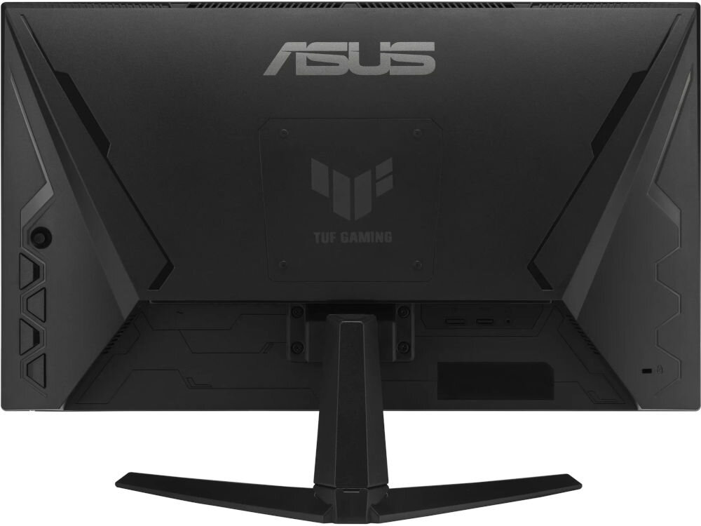 Monitor ASUS TUF Gaming VG279QE5A 27 cali 1920 x 1080px IPS 144Hz 1 ms [MPRT] prezentacja monitora od tyłu na białym tle VESA 100 mm łatwe stabilne przymocowanie oszczędność miejsca uchwyt biurkowy VESA zwiększa powierzchnię roboczą dopasowanie ustawienia ekranu organizacja pracy