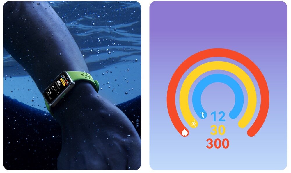 Smartband HUAWEI Band 10 na ręce pływaka i pierścienie aktywności   