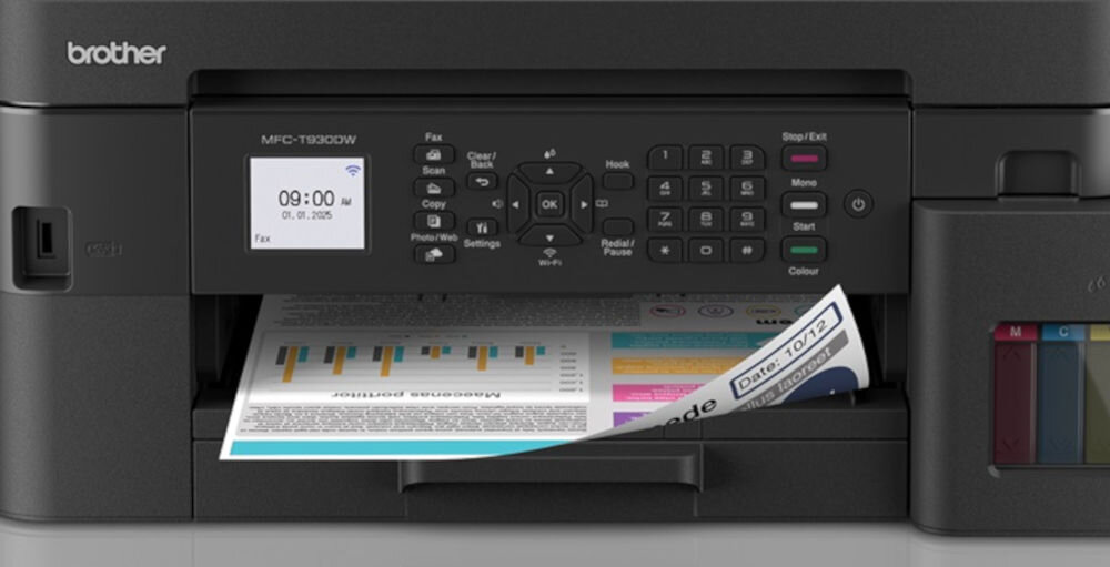 Urządzenie wielofunkcyjne BROTHER MFC-T930DW Druk w kolorze, Automatyczny druk dwustronny, Wi-Fi zbliżenie na podajnik papieru automatyczny podajnik papieru ilość arkuszy sprzyja nieprzerwanej pracy obecność podajnika ręcznego drukowanie na nietypowych nośnikach