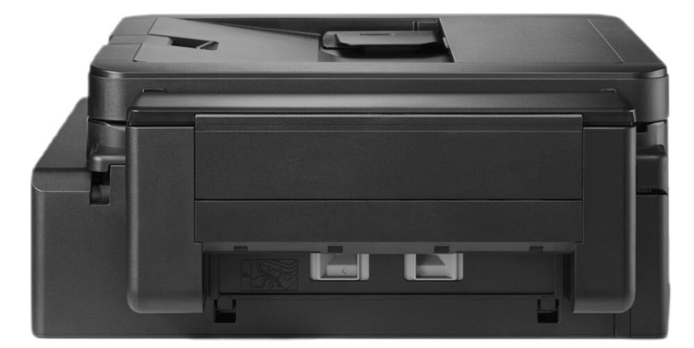 Urządzenie wielofunkcyjne BROTHER MFC-T930DW Druk w kolorze, Automatyczny druk dwustronny, Wi-Fi prezentacja urządzenia od tyłu na białym tle czasy wydruków mono kolor pierwsza kopia z trybu gotowości rozdzielczość efektywne narzędzie