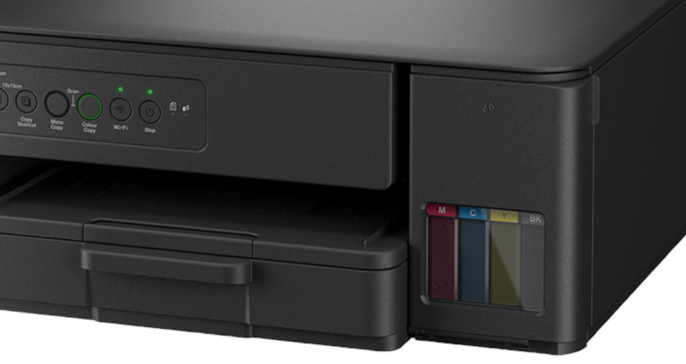 Urządzenie wielofunkcyjne BROTHER DCP-T430W Druk w kolorze, Wi-Fi zbliżenie na okienko z poziomem atramentu wskaźnik atramentu z przodu kontrola zużycia