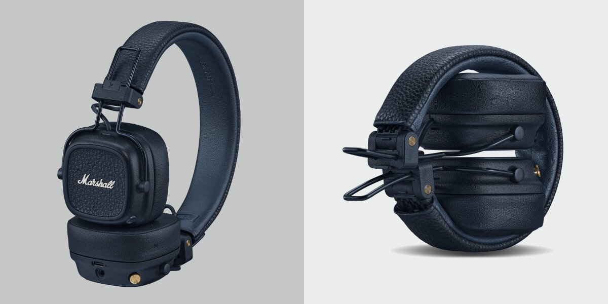 Słuchawki nauszne MARSHALL Major V - Zawsze gotowe do drogi, około 100 godzin odtwarzania, Składana konstrukcja, słuchawki w dwóch pozycjach