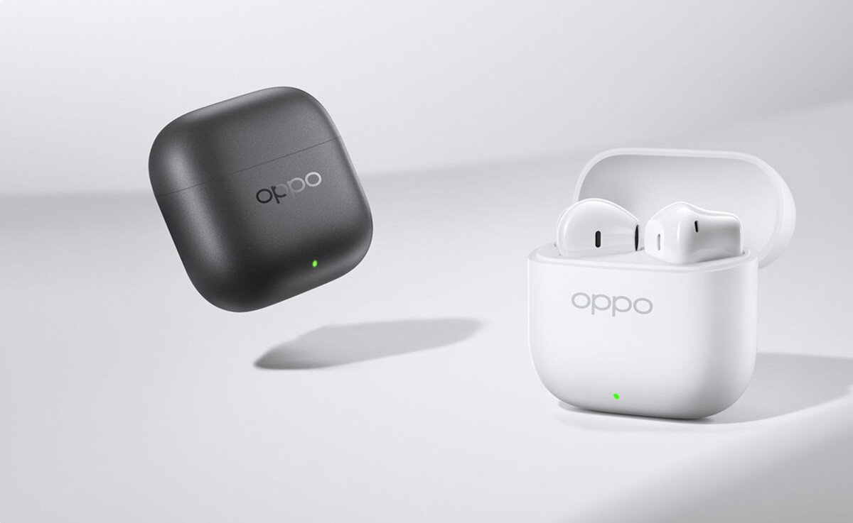 OPPO Enco Buds 3 słuchawki dokanałowe bezprzewodowe komfort, lekkość, wydajna bateria, Słuchawki OPPO Enco Buds3 w kolorze czarnym i białym