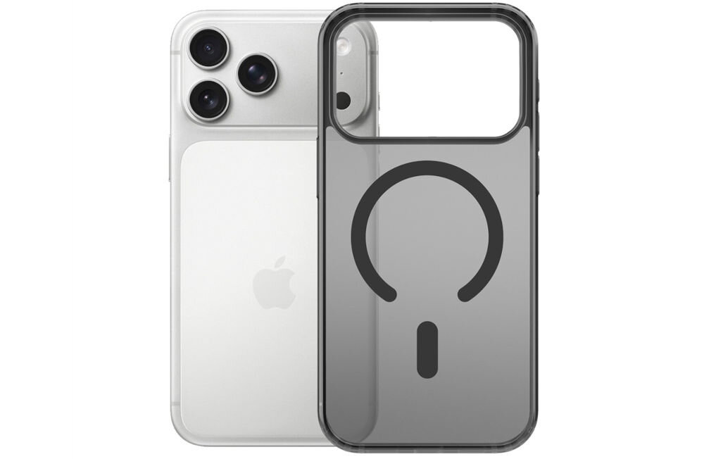 Etui 3MK Frosty MagCase do Apple iPhone 17 Pro Czarny MagSafe prezentacja etui z telefonem obok na białym tle ochrona soczewek Military Grade wysoka trwałość