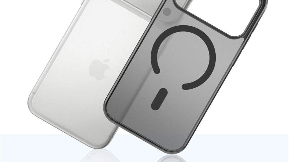 Etui 3MK Frosty MagCase do Apple iPhone 17 Pro Czarny prezentacja telefonu i etui pod kątem na białym tle zbliżenie antypoślizgowe krawędzie ogranicza ryzyko przypadkowego upuszczenia