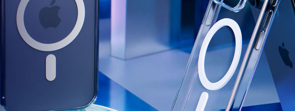 Etui 3MK Clear MagCase do Apple iPhone 17 Pro Przezroczysty prezentacja telefonu z założonym etui i etui obok zbliżenia na MagSafe podkreślenie oryginalnego koloru i designu skuteczna ochrona przed zarysowaniami i uszkodzeniami