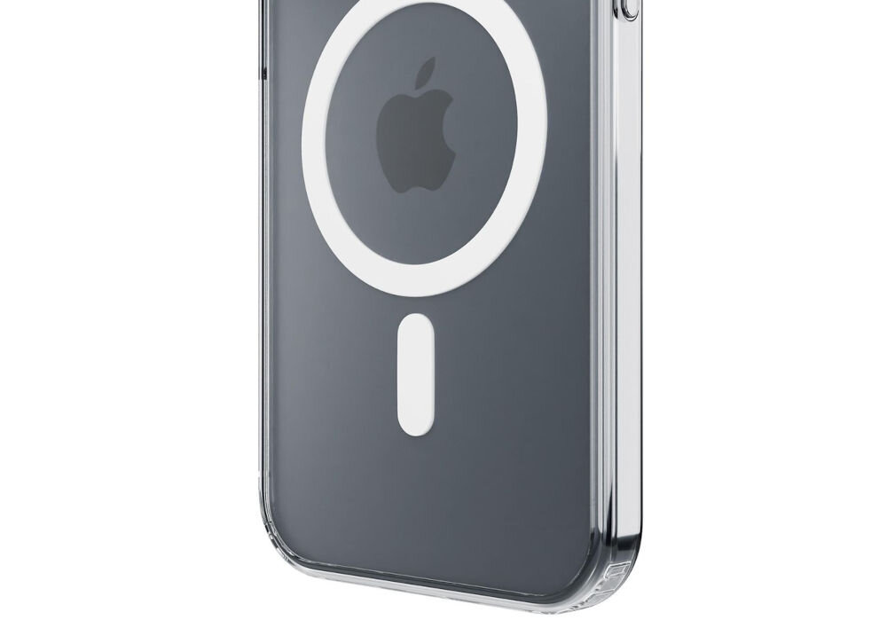 Etui 3MK Frosty MagCase do Apple iPhone 17 Biały Zbliżenie na dolną część tyłu transparentnego etui na telefon tworzywo odporne na przebarwienia zachowanie przejrzystości