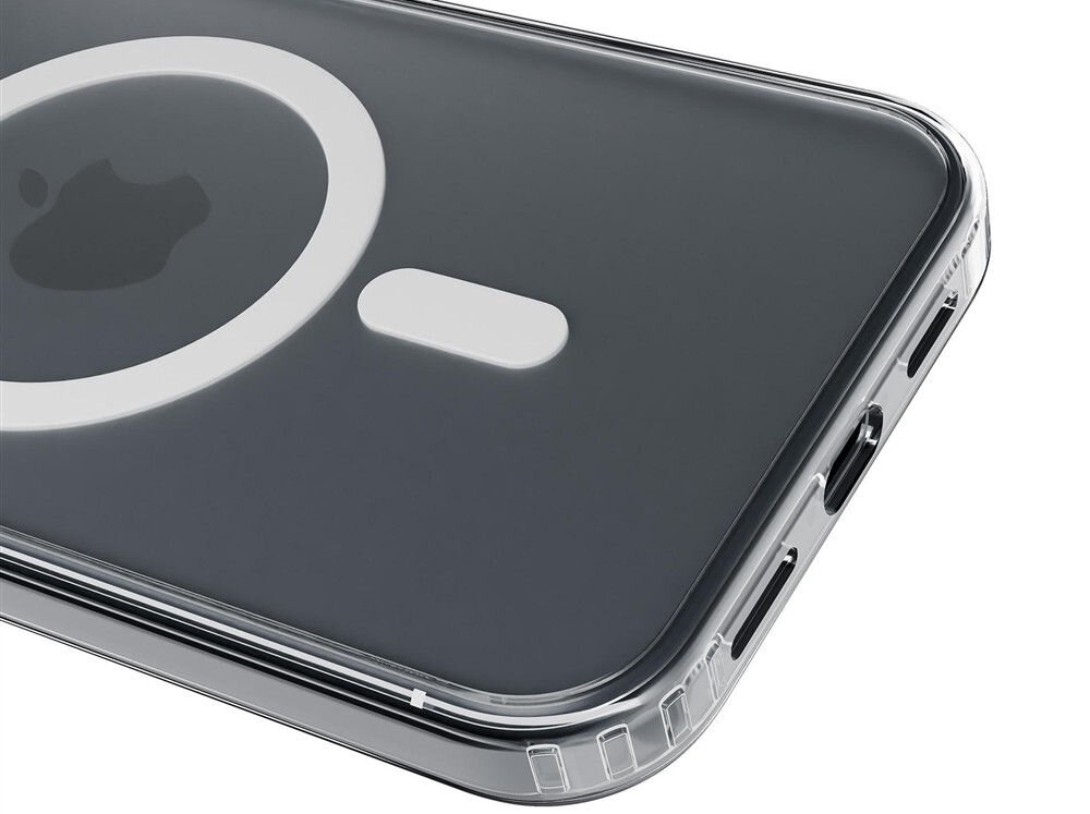 Etui 3MK Frosty MagCase do Apple iPhone 17 Biały Zbliżenie na dolną krawędź transparentnego etui na telefon, ukazujące port ładowania i głośnik technologia Easy Click Buttons dokładność obsługi urządzenia swobodny dostęp do przycisków