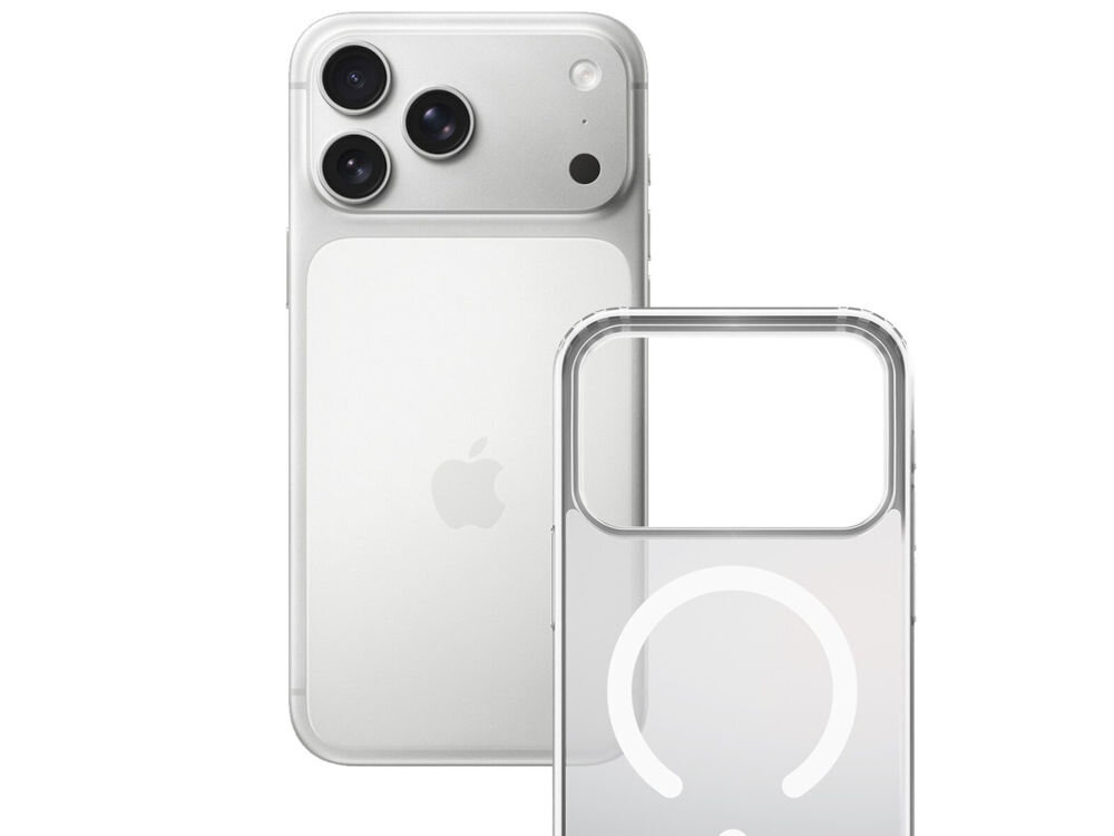 Etui 3MK Frosty MagCase do Apple iPhone 17 Pro Max Biały prezentacja telefonu i etui na białym tle technologia Easy Click Buttons dokładność obsługi urządzenia swobodny dostęp do przycisków