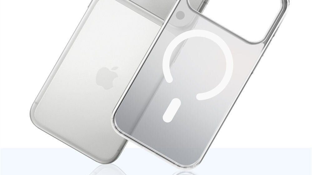 Etui 3MK Frosty MagCase do Apple iPhone 17 Pro Max Biały prezentacja telefonu i etui pod kątem na białym tle zbliżenie antypoślizgowe krawędzie ogranicza ryzyko przypadkowego upuszczenia