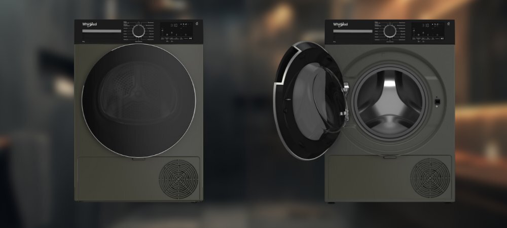 SUSZARKA WHIRLPOOL MX WSD 83M GBS PL lifestyle wizualizacja suszarka otwarte drzwiczki wnętrze bębna zamknięta front Aplikacja HomeWhiz Suszarka z pojemnością 7 kg Klasyczny biały design Oświetlenie bębna Podwójny filtr pyłkowy Drzwi można zamontować po dowolnej stronie Możliwość podłączenia do odpływu