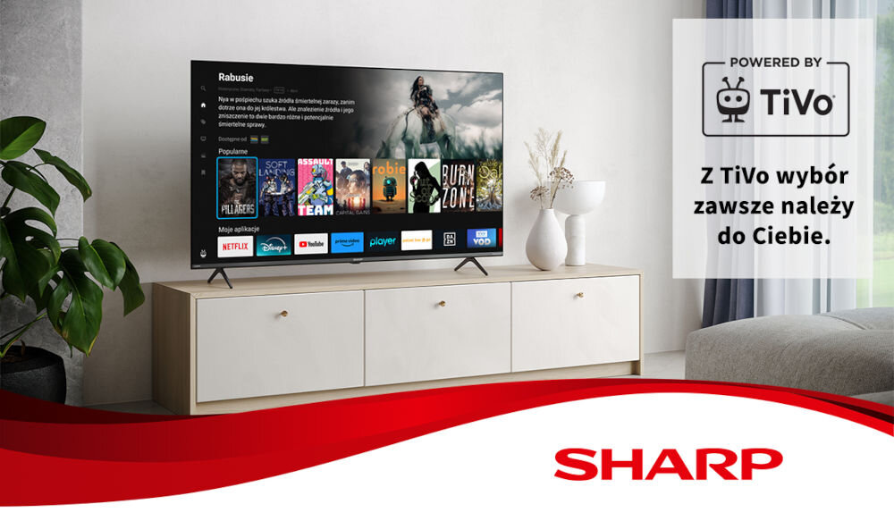 Telewizor SHARP 55GM6141E - Rozrywka na dużym ekranie, telewizor na komodzie w salonie
