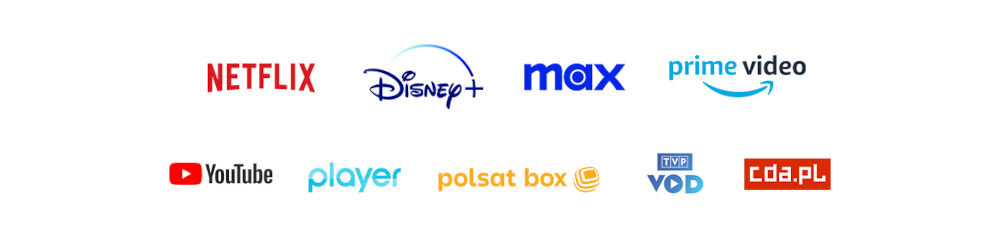 Telewizor SHARP 55GM6141E - Aplikacje w jednym miejscu, Netflix, Disney+, YouTube, Max, CDA, Aplikacje streamingowe