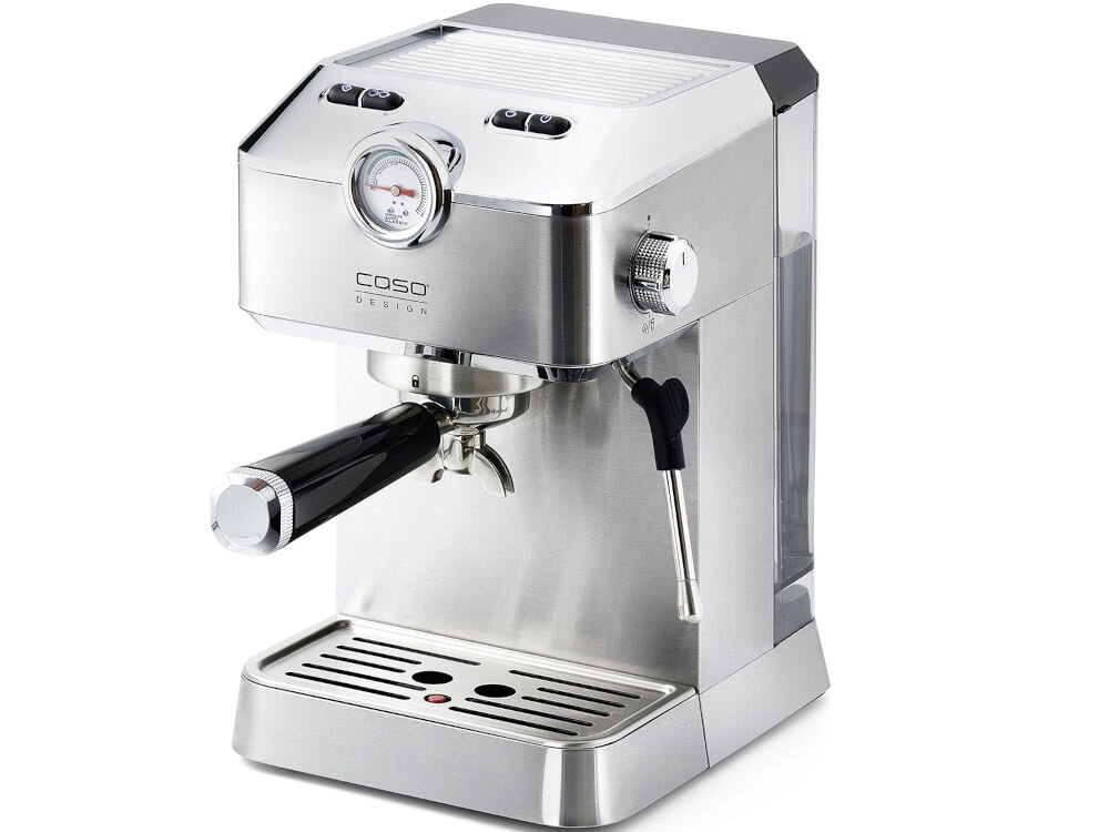 Ekspres CASO Espresso Gourmet 1820 funkcjonalność elegancja obudowa stal nierdzewna stylowo się prezentuje wpisuje się w kazdy wystrój wyjątkowy profesjonalny wygląd solidne wykonanie wysoka jakość materiałów trwałość stylowy wygląd