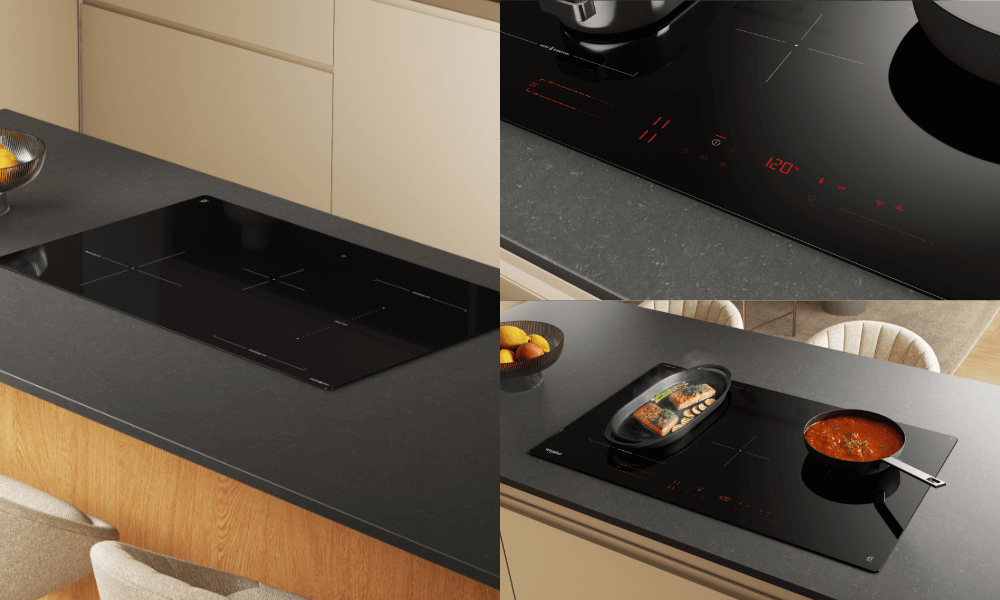 Płyta indukcyjna WHIRLPOOL WTX8015DCF wizualizacja elementy kuchni szczegóły wygląd linia wygląd styl kolekcja W Collection Kitchen Suite styl elegancja