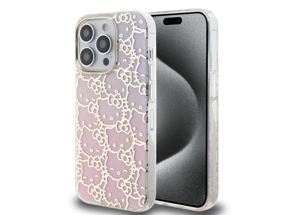 Etui Hello Kitty IML Gradient Electrop Crowded Kitty Head - różowy, złote kontury, twarde