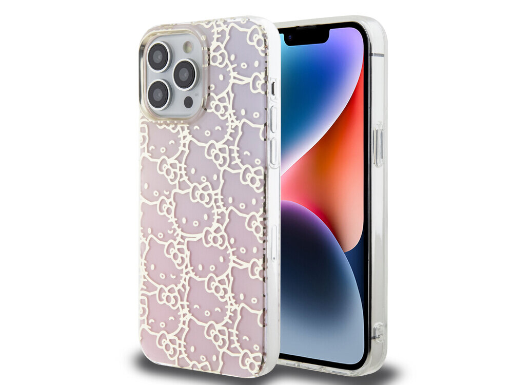 Etui Hello Kitty IML Gradient Electrop Crowded Kitty Head - różowy, złote kontury, twarde