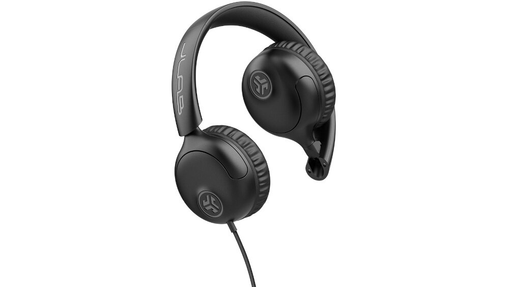 Słuchawki nauszne JLAB Wired Headset STUDIO 2, waga 133 g, komfort noszenia, wpół złożone słuchawki na białym tle