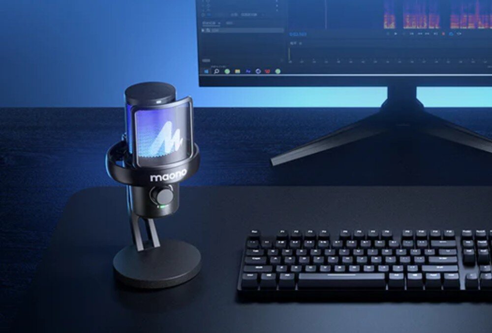 Mikrofon MAONO DM40 Pro Czarny mikrofon stojący na statywie biurkowym z podświetleniem RGB