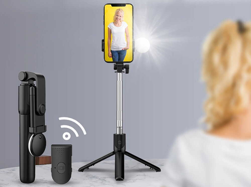 Uchwyt selfie HURTEL WR1YXS Czarny Pilot Bluetooth do zdjęć pilot Bluetooth 4.0 zasięg do 10 metrów Zdalne sterowanie