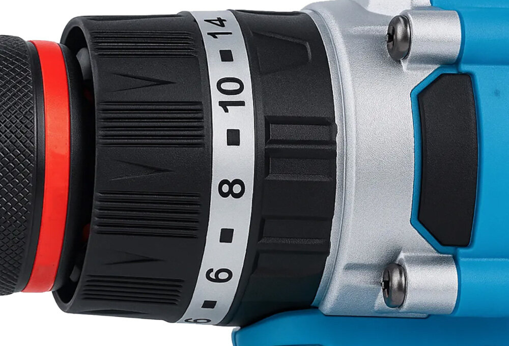 Wkrętarka akumulatorowa POWERLINK PWL-CD1002C zbliżenie na pokrętło do regulacji momentu obrotowego kilkunastostopniowa regulacja momentu obrotowego unikniesz uszkodzenia delikatnych powierzchni maksymalna moc przy wierceniu komfort użytkowania poprawia efektywność