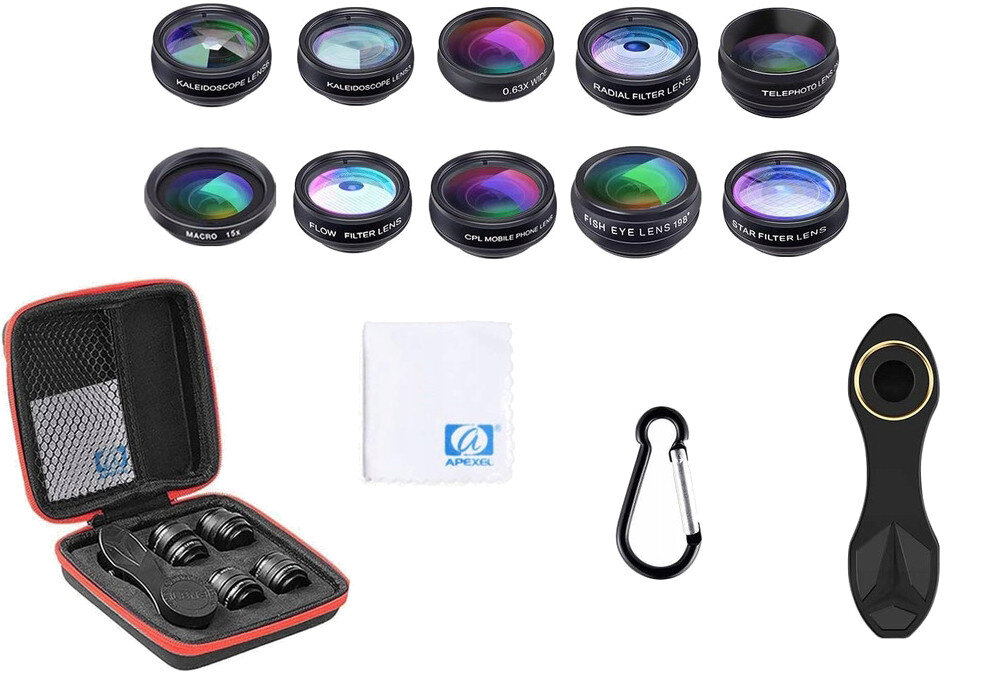 Zestaw obiektywow APEXEL APL-DG10 zawartosc kompletu