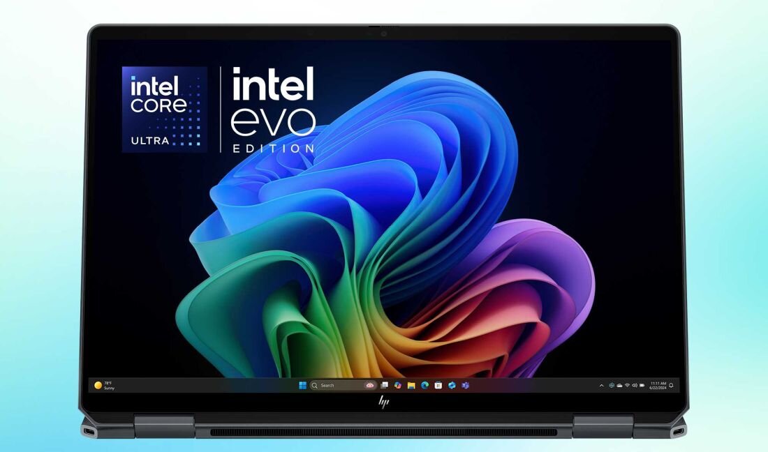 HP OmniBook Ultra Flip z procesorem Intel Core Ultra, certyfikowany jako Intel Evo. Intel Core Ultra Intel Arc  