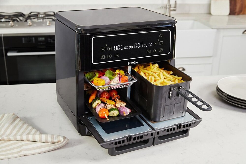 Air Fryer Frytkownica beztłuszczowa BREVILLE VDF130X 11l dwie niezależne komory, sterowanie czasem i temperaturą