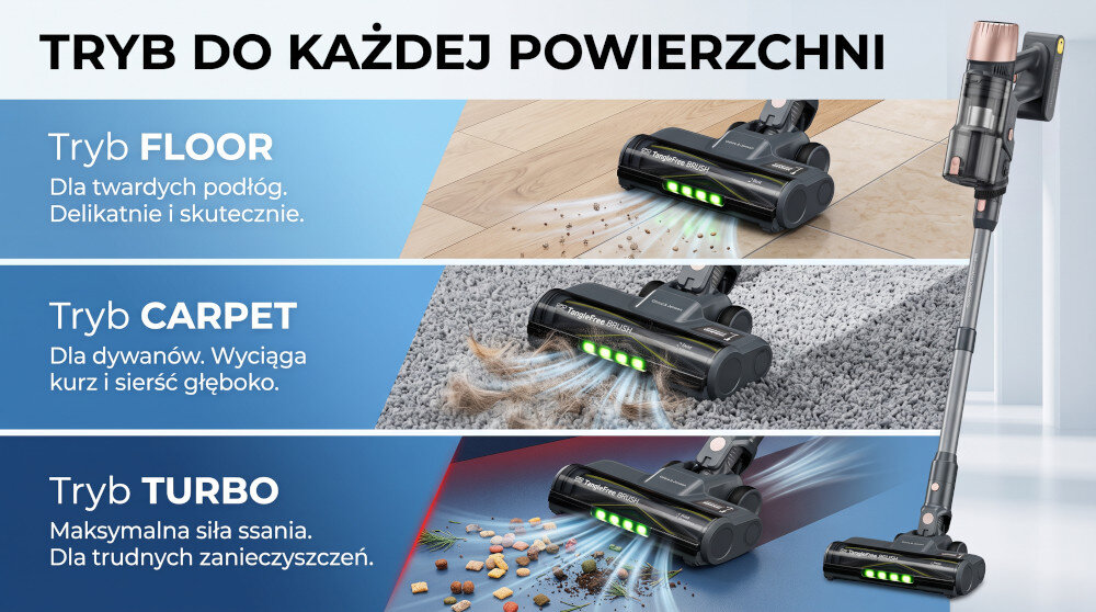 Osoba trzyma odkurzacz ręczny GÖTZE & JENSEN VV600 nad różowym, welurowym fotelem. W tle widoczna jest zielona roślina.