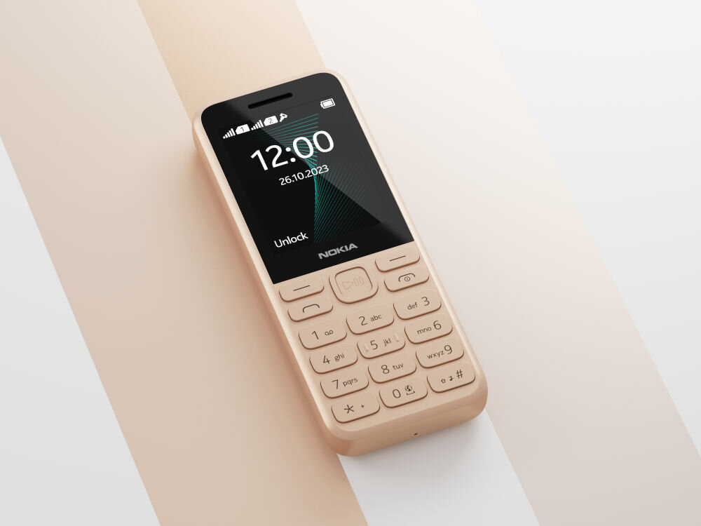 Telefon NOKIA 130 DS 2023 Złoty wytrzymała bateria, duży głośnik, funkcja głośnomówiąca, radio fm, dual sim, mini sim