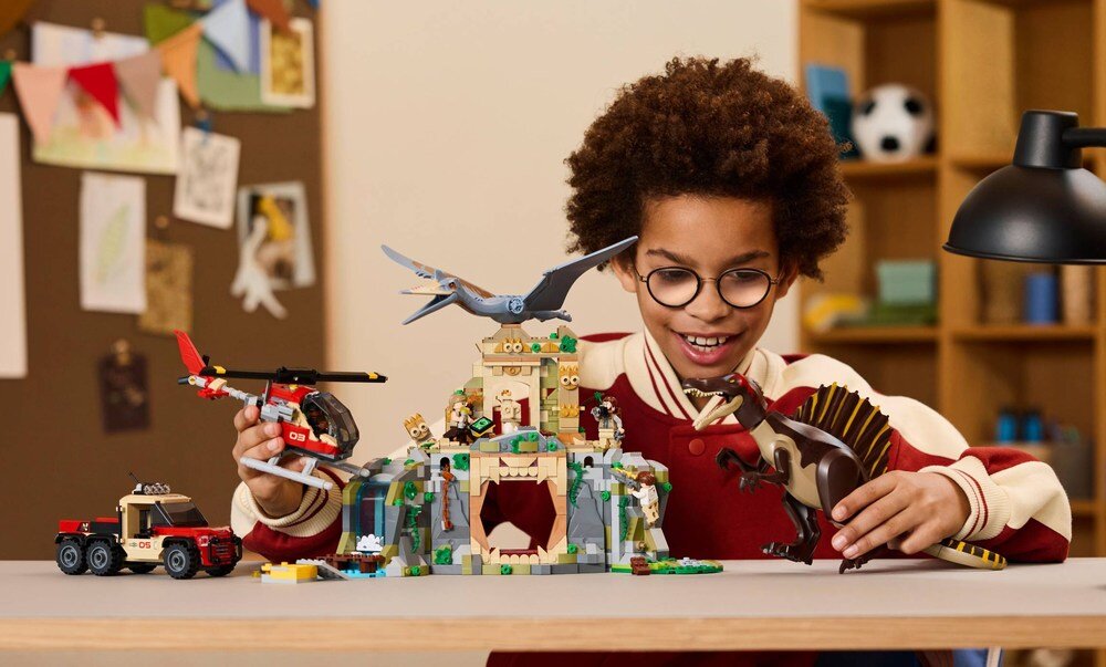 LEGO 76976 Jurassic World Powietrzna misja z kecalkoatlem i spinozaurem prezent 20 cm wysokości, 33 cm szerokości i 12 cm głębokości