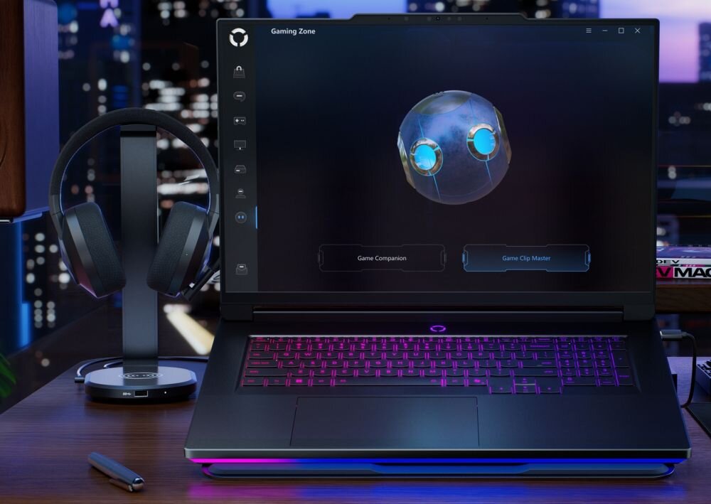 Lenovo Legion z oprogramowaniem Gaming Zone i technologią audio Nahimic na ekranie ze słuchawkami - System audio Nahimic by SteelSeries 