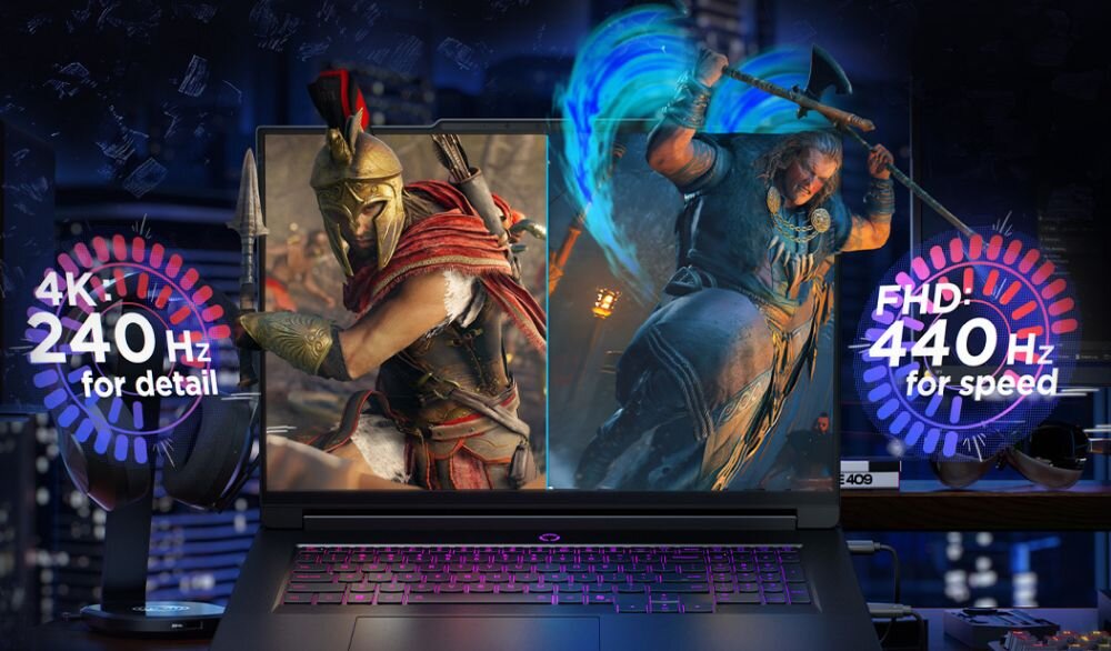 Laptop Lenovo Legion z wyświetlaczem PureSight 4K 240Hz i FHD 440Hz do gier wysokiej klasy. - Ekran LENOVO PureSight18 4K 