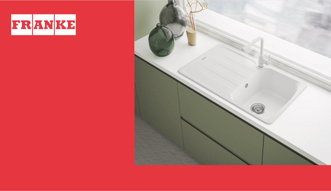 Bateria FRANKE Lina L Pull-out 115.0728.485 Biały polarny wygląd design prezentacja wizualizacja Funkcjonalne rozwiązanie