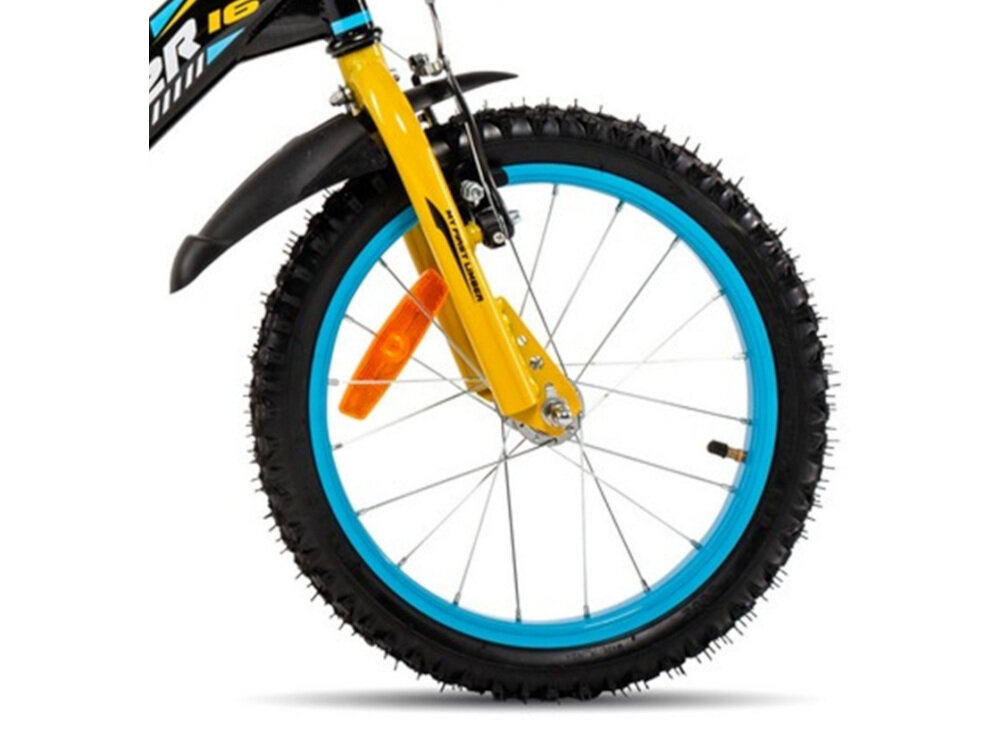 Rower dziecięcy LIMBER 2 BOY 16 Czarno-żółty 16-calowe koła na aluminiowych obręczach dla chłopców w wieku od 4 do 6 lat błotniki odblaski