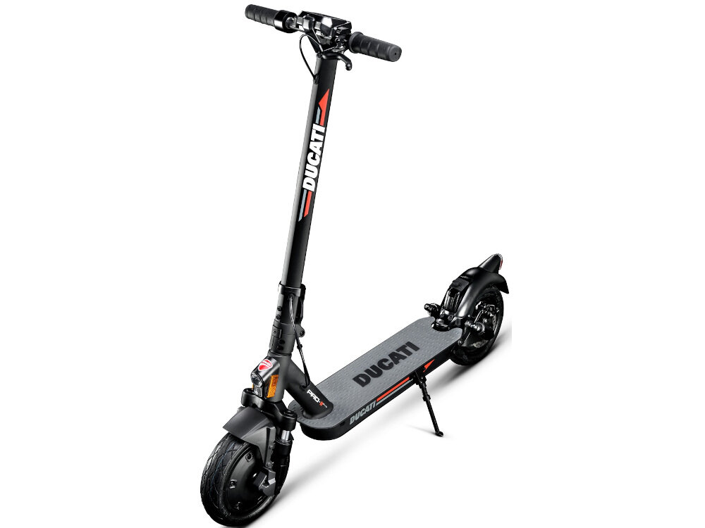 Hulajnoga elektryczna DUCATI Pro II Evo Czarny składana stopka wytrzymała nóżka zamontowana w centralnym punkcie ciężkości