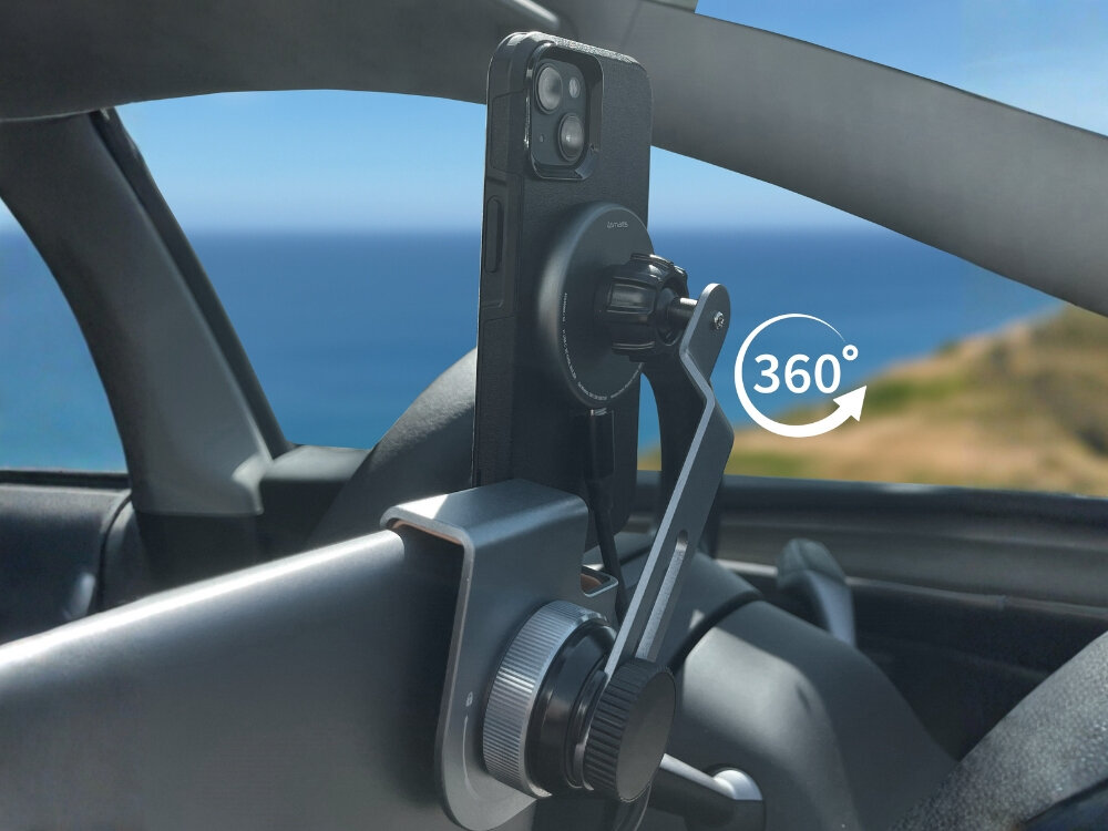 Uchwyt na telefon 4SMARTS Screen Mount Qi2
                uchwyt zamontowany na monitorze wraz z telefonem przegub kulowy obrotowe ramię samochody tesla monitory