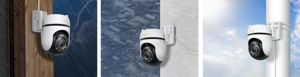 Kamera TP-LINK Tapo C530WS Zewnętrzna, WiFi, LAN, Kamera obrotowa kamera w trzech ujęciach w deszczu w słońcy podczas burzy klasa szczelności IP66 ochrona przed wodą kurzem trudnymi warunkami atmosferycznymi solidna obudowa chroni wnętrze ochrona przed wilgocią i pyłem temperatura pracy od -30 do +60°C monitoring zewnątrzny do użytku prywatnego i komercyjnego bezpieczeństwo>

				</div>	
    		</div>
    </div>	
    <div class=