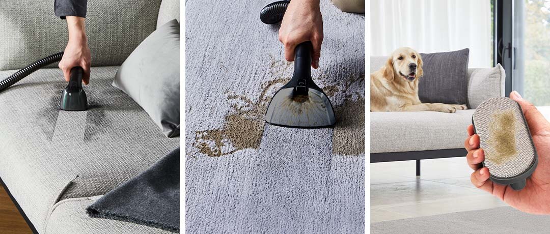 Odkurzacz piorący 2w1 Clean It IZ3020 czyści kanapę z plamy, usuwa plamę z dywanu i z tapicerki samochodowej.