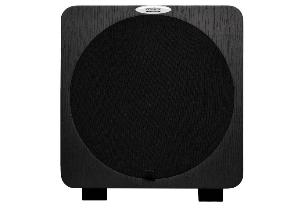 Subwoofer VELODYNE Deep Blue 8 cewka quad podwójny magnes ferrytowy precyzyjny bas, subwoofer od frontu na białym tle