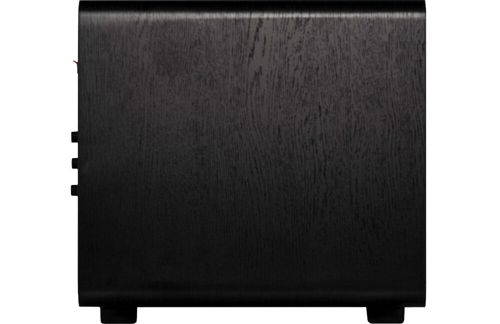 Subwoofer VELODYNE Deep Blue 12 kompaktowe wymiary 26x28x29 cm waga 13 kg dyskretne ustawienie, subwoofer z boku na białym tle