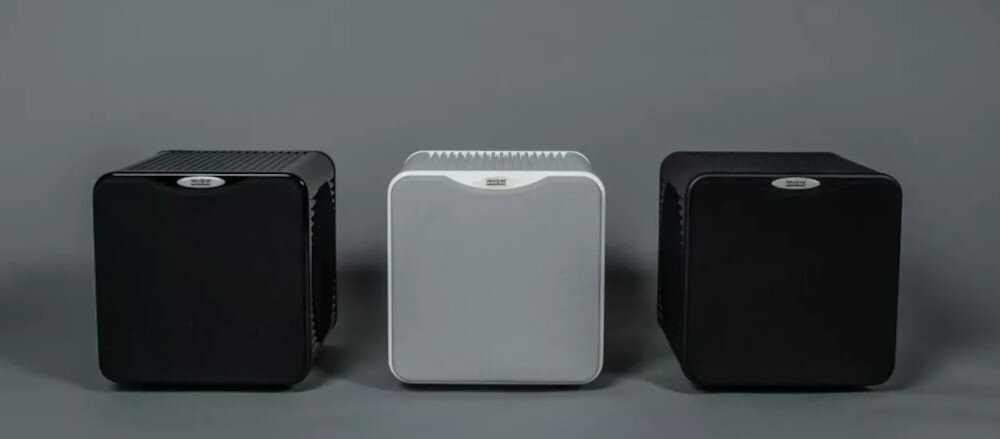 Subwoofer VELODYNE MicroVee X 6.5 kompaktowy, wysokiej mocy, cyfrowe sterowanie, subwoofery w trzech kolorach stojące na podłodze