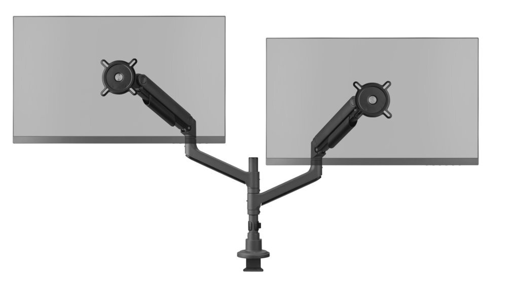 ONE FOR ALL DM5210 VESA 100 x 100 oraz 75 x 75 większością dostępnych na rynku monitorów ultrapanoramicznych - uchwyt z monitorem na białym tle