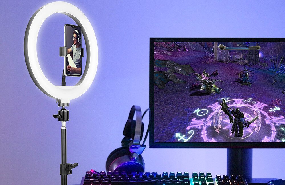 LAMPA TRACER PIERŚCIENIOWA RING 30CM Z MINI STATYWEM