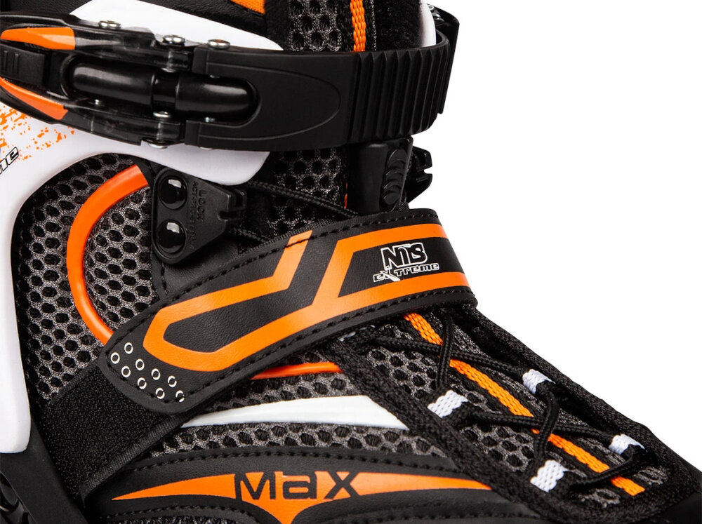 Łyżworolki NILS EXTREME NA1060 rozmiar 43 zapiecia klamra dwusekcyjna pase na rzep sznurowadla bezpieczenstwo podczas jazdy srawdzaja sie niezaleznie od pogody maksymalna dynamika jazdy