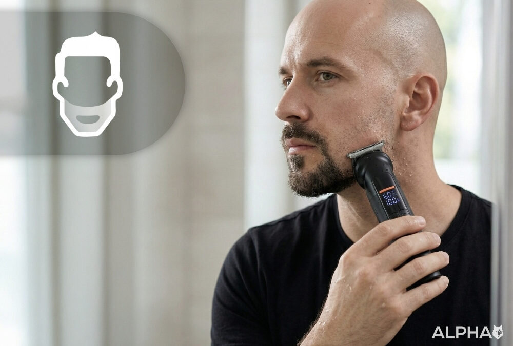 Trymer ALPHA ABS-07 zdjęcie lifestyle Długa praca akumulator litowo-jonowy do 150 minut działania port USB-C Elektroniczny wskaźnik naładowania