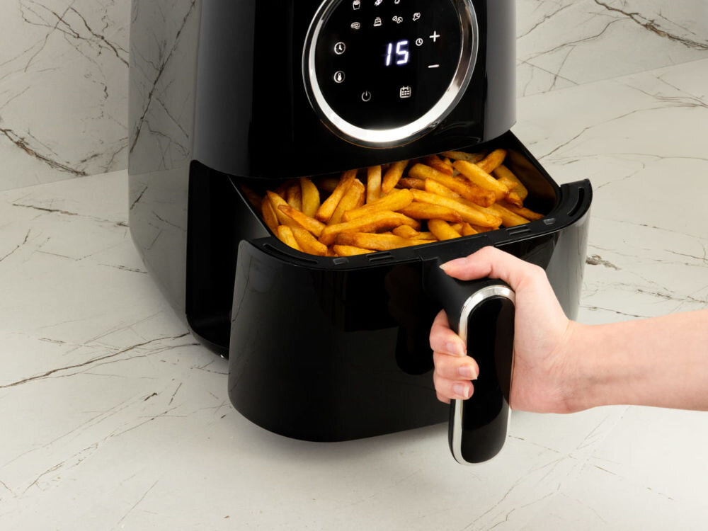 Air Fryer Frytkownica beztłuszczowa MG HOME AF24007D 4.2l równomierne rozprowadzanie ciepła AF24007D frytkownica beztłuszczowa, cyrkulacja gorącego powietrza, pojemność 4,2 l, porcja 500 g